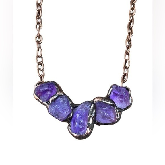 Natural Raw Amethyst Necklace - Picture 6 of 11